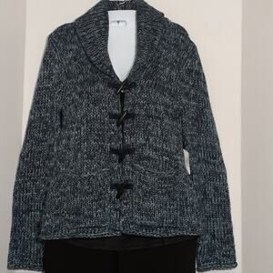 MODA International Gray & Light Blue Button Front Sweater. XS